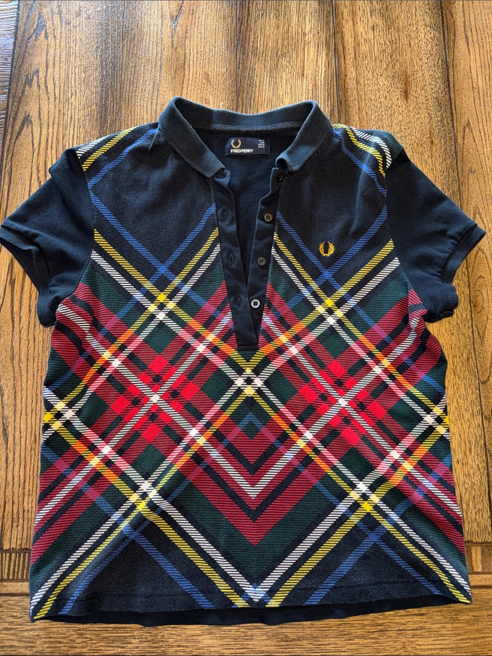 Fred Perry Navy Polo with Red & Green Tartan 2012